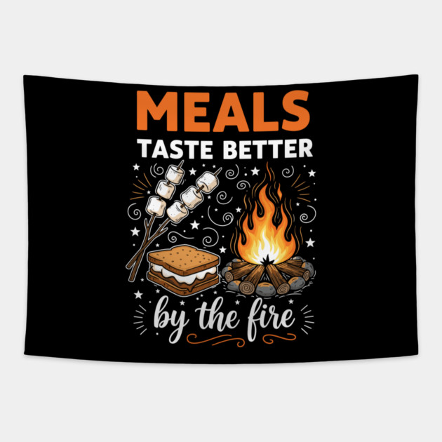 Meal Taste Better by the Fire Tapestry by enrynz
