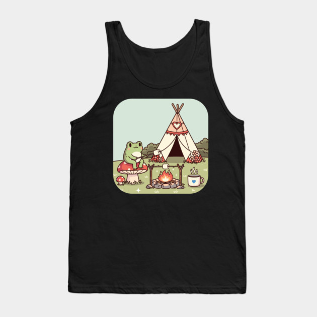 Cozy Camping Frog Tank Top by enrynz