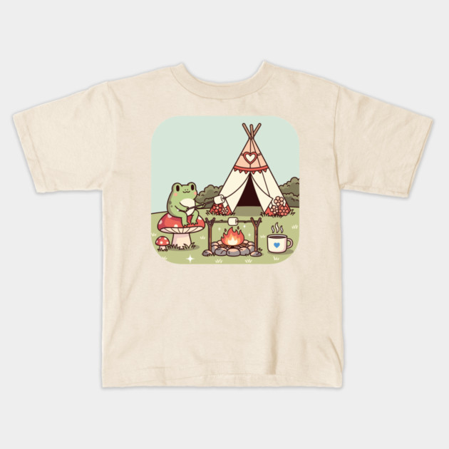 Cozy Camping Frog Kids T-Shirt by enrynz