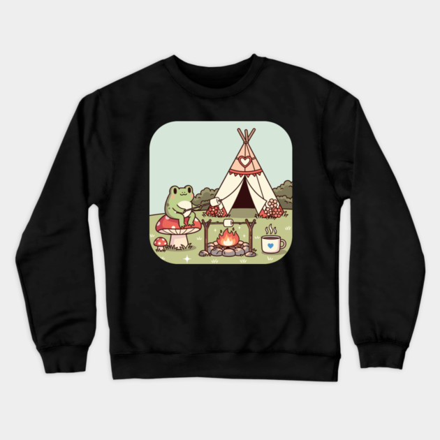 Cozy Camping Frog Crewneck Sweatshirt by enrynz