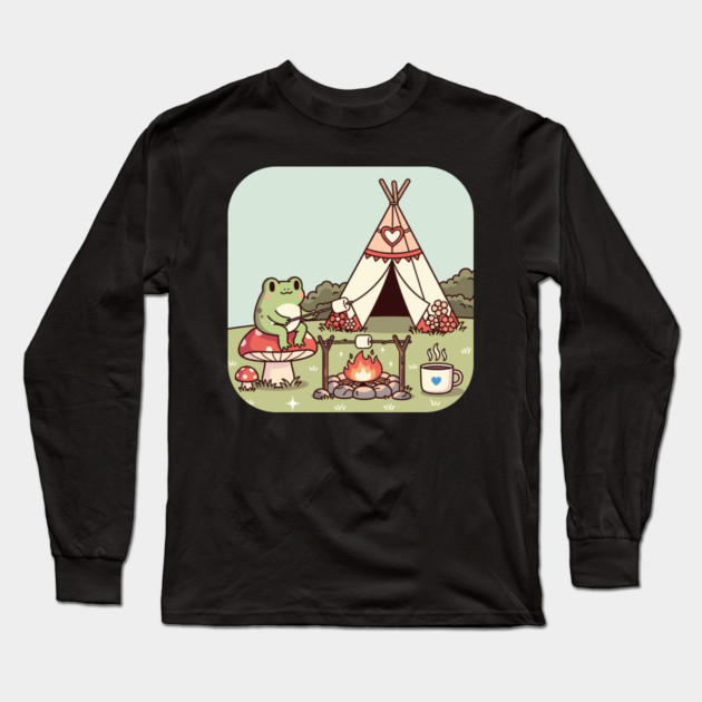Cozy Camping Frog Long Sleeve T-Shirt by enrynz