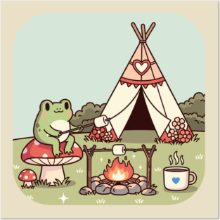 Cozy Camping Frog Posters and Art