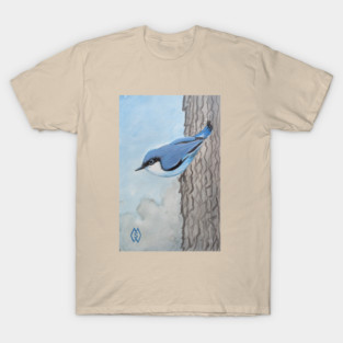 Pygmy nuthatch climbing a tree T-Shirt