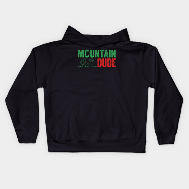 Mountain Dude Bigfoot Kids Hoodie by enrynz