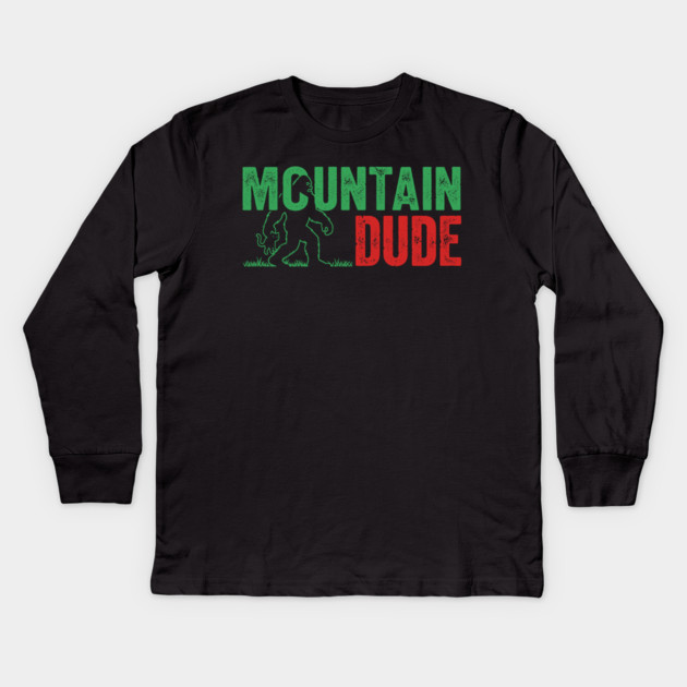 Mountain Dude Bigfoot Kids Long Sleeve T-Shirt by enrynz