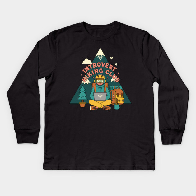 Introvert Hiking Club Kids Long Sleeve T-Shirt by enrynz