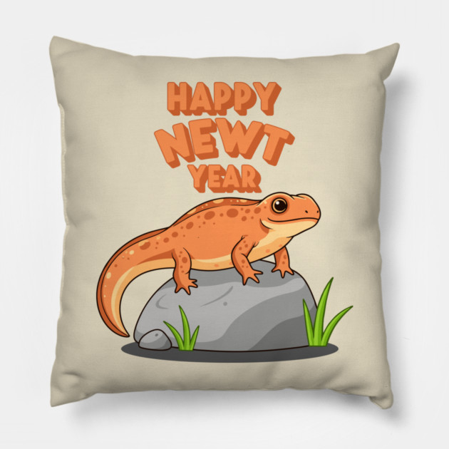 Happy Newt Year Pillow by enrynz