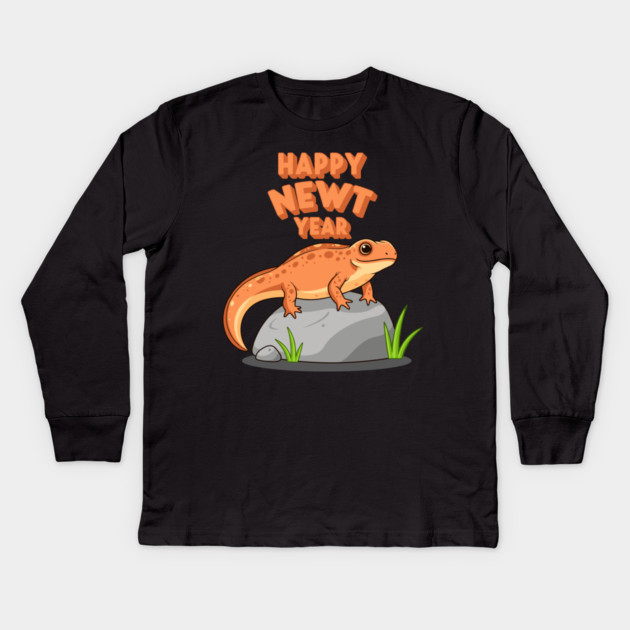 Happy Newt Year Kids Long Sleeve T-Shirt by enrynz