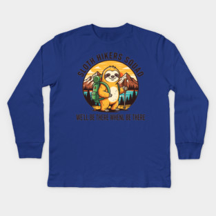 Sloth Hikers Squad Kids Long Sleeve T-Shirt