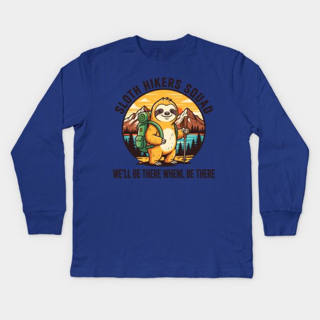 Sloth Hikers Squad Kids Long Sleeve T-Shirt by enrynz