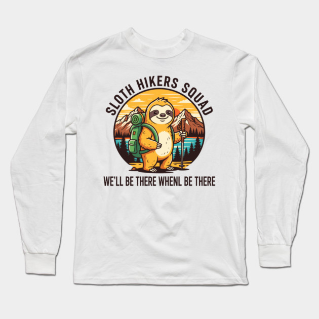 Sloth Hikers Squad Long Sleeve T-Shirt by enrynz