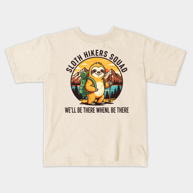 Sloth Hikers Squad Kids T-Shirt by enrynz