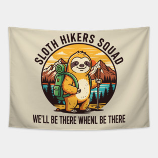 Sloth Hikers Squad Tapestry