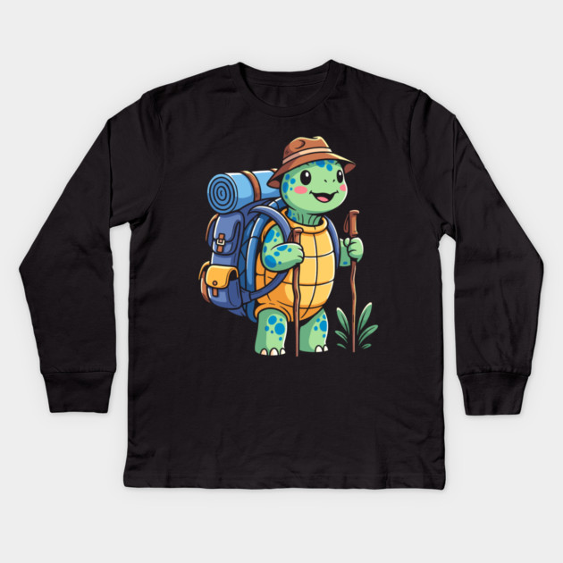 Turtle Trekking Adventure Kids Long Sleeve T-Shirt by enrynz
