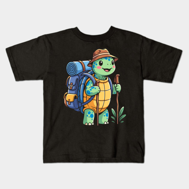 Turtle Trekking Adventure Kids T-Shirt by enrynz