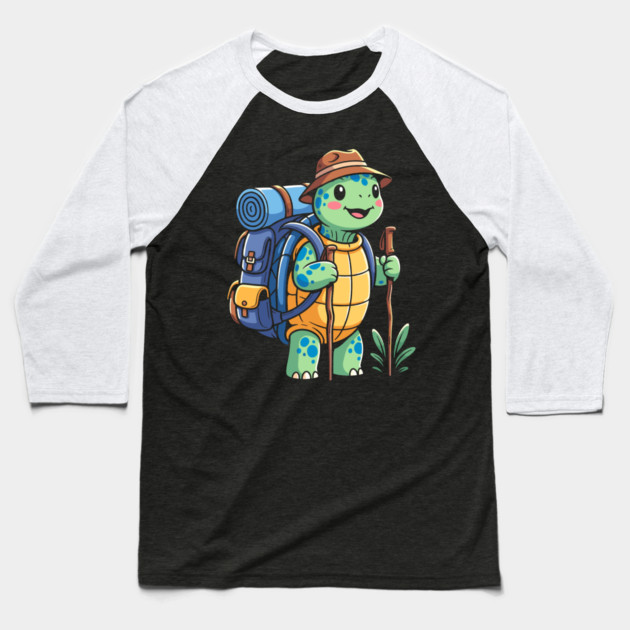 Turtle Trekking Adventure Baseball T-Shirt by enrynz