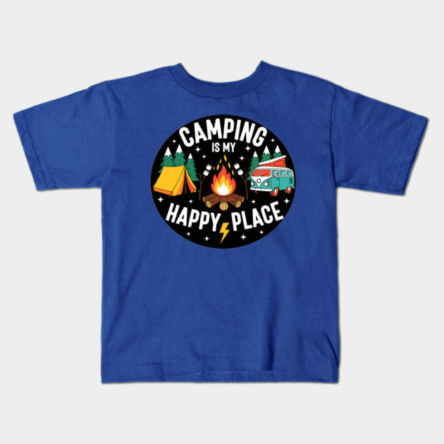 Camping is My Happy Place Kids T-Shirt by enrynz