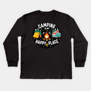 Camping is My Happy Place Kids Long Sleeve T-Shirt