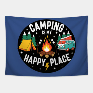 Camping is My Happy Place Tapestry
