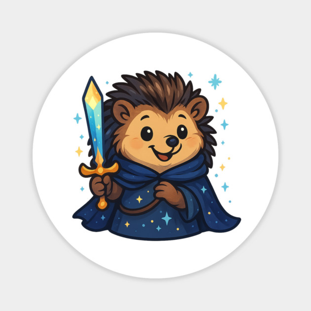 Nova the Starforged Hedgehog – Cute Fantasy Knight & Cozy Courage Tee Magnet by Anne Lee