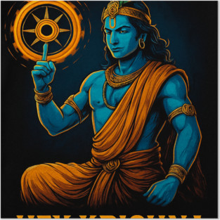 Lord Krishna with Sudarshan Chakra Posters and Art
