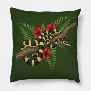 Tropical Banded Krait Botanical Art Pillow