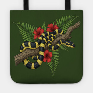 Tropical Banded Krait Botanical Art Tote