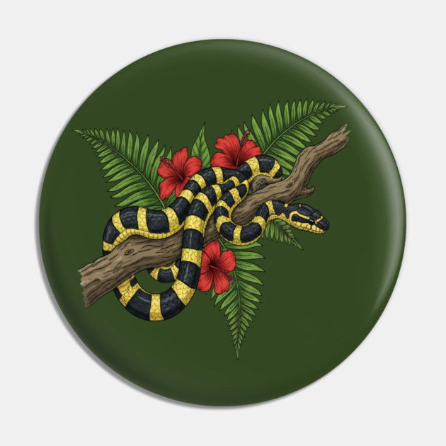 Tropical Banded Krait Botanical Art Pin by BirdsnStuff