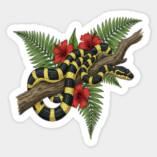 Tropical Banded Krait Botanical Art Sticker