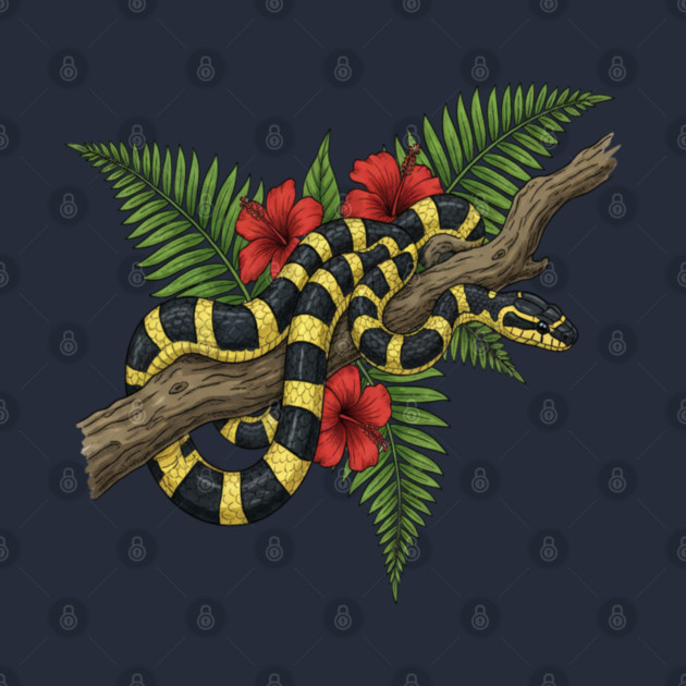 Tropical Banded Krait Botanical Art by BirdsnStuff