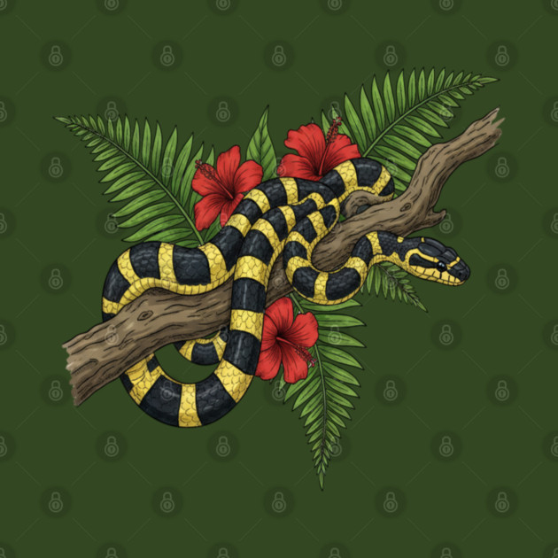 Tropical Banded Krait Botanical Art by BirdsnStuff