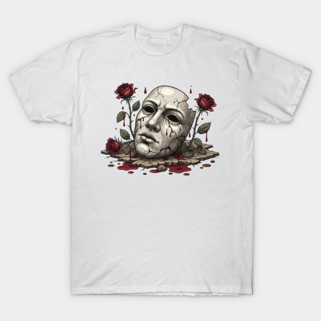 Cracked Mask With Roses and Blood