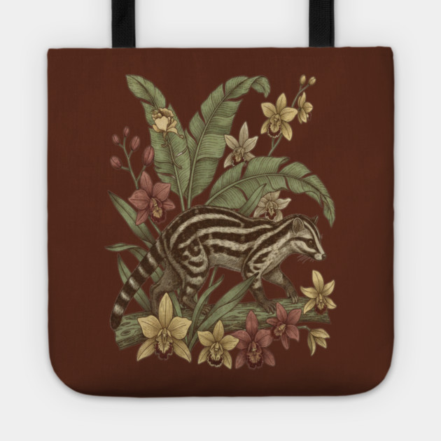 Vintage Banded Palm Civet Botanical Art Tote by BirdsnStuff
