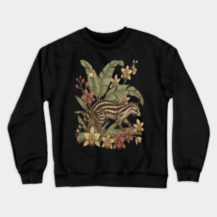 Vintage Banded Palm Civet Botanical Art Crewneck Sweatshirt