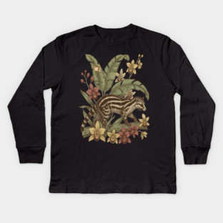 Vintage Banded Palm Civet Botanical Art Kids Long Sleeve T-Shirt
