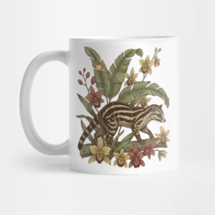 Vintage Banded Palm Civet Botanical Art Mug