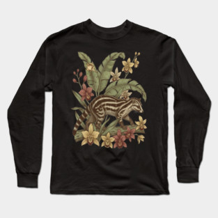 Vintage Banded Palm Civet Botanical Art Long Sleeve T-Shirt