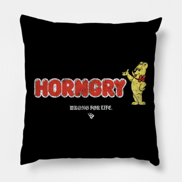 HORNGRY Pillow by Wrongteeshirt