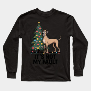 Tree It Is Not My Fault Belgian Malinois Dog Christmas Long Sleeve T-Shirt