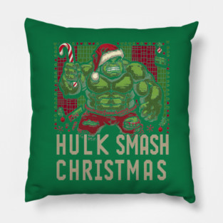 Hulk Smash Christmas Ugly Sweater Marvel Holiday Design Pillow