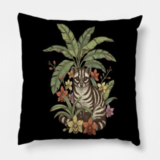 Banded Palm Civet Among Banana Leaves Pillow