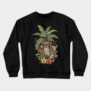 Banded Palm Civet Among Banana Leaves Crewneck Sweatshirt