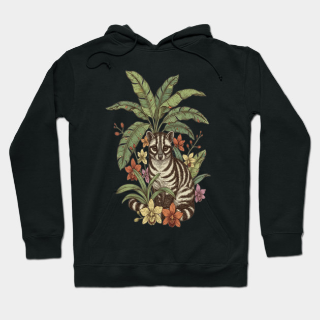 Banded Palm Civet Among Banana Leaves Hoodie by BirdsnStuff