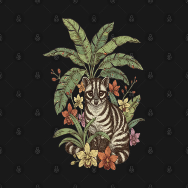 Banded Palm Civet Among Banana Leaves by BirdsnStuff