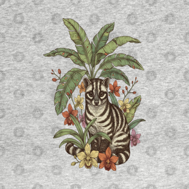 Banded Palm Civet Among Banana Leaves by BirdsnStuff