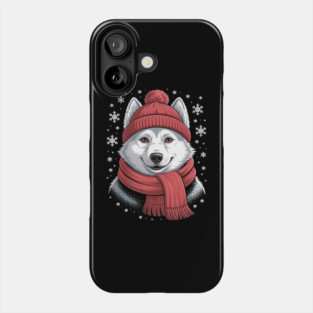 White German Shepherd Dog Scarf Christmas Xmas Phone Case