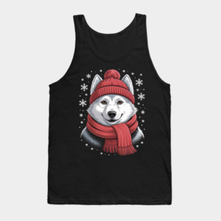 White German Shepherd Dog Scarf Christmas Xmas Tank Top