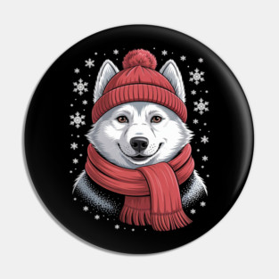 White German Shepherd Dog Scarf Christmas Xmas Pin