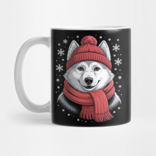 White German Shepherd Dog Scarf Christmas Xmas Mug