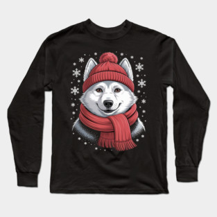 White German Shepherd Dog Scarf Christmas Xmas Long Sleeve T-Shirt